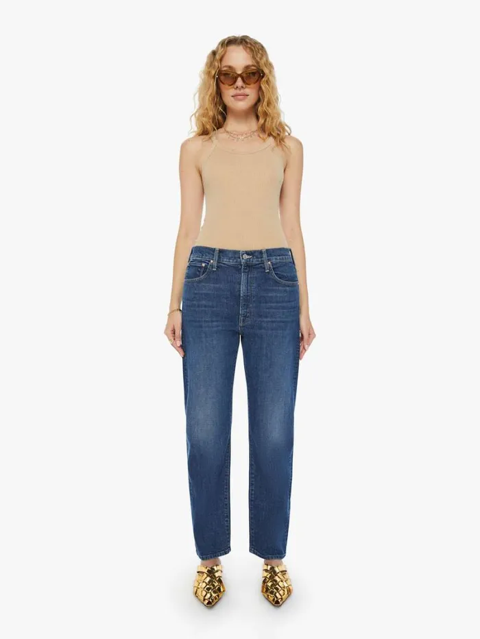 Women Relaxed Mother Denim The Ditcher Zip Hover Wash Cannonball