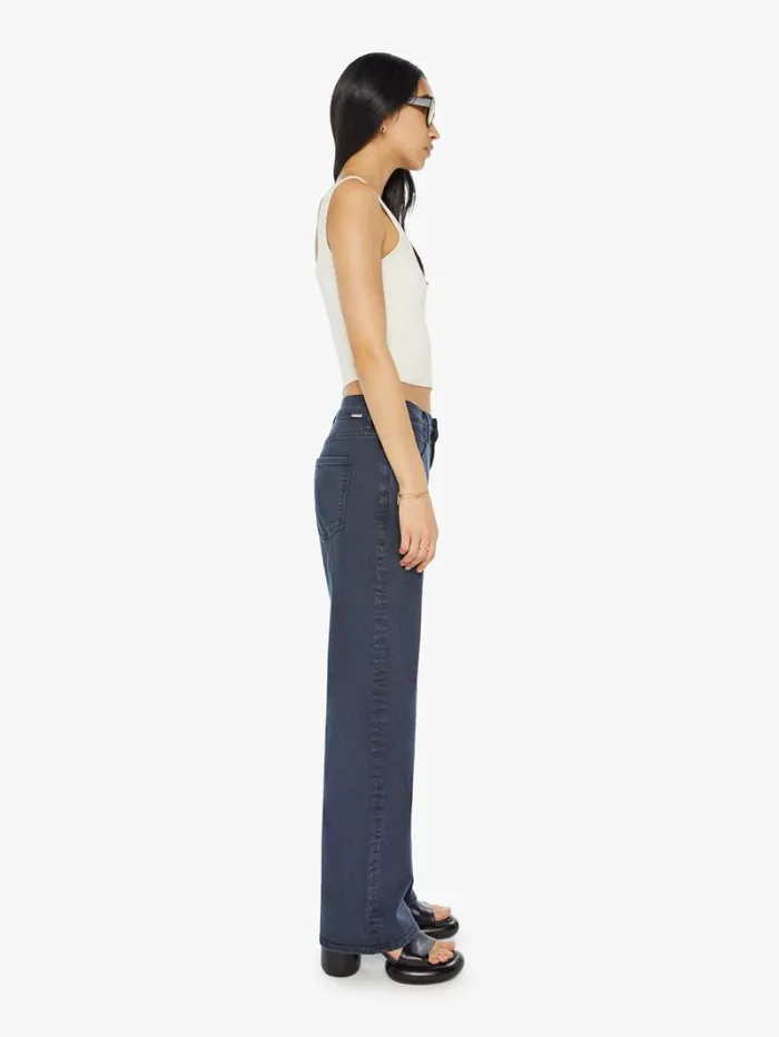 Women Relaxed Mother Denim The Spitfire Sneak Wash Faded Black
