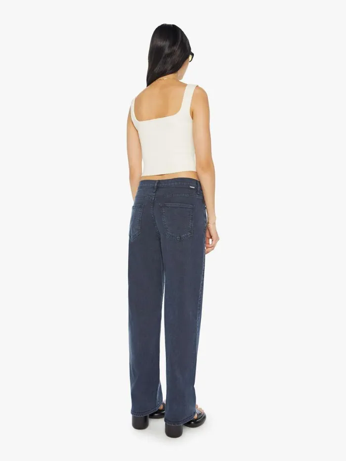 Women Relaxed Mother Denim The Spitfire Sneak Wash Faded Black