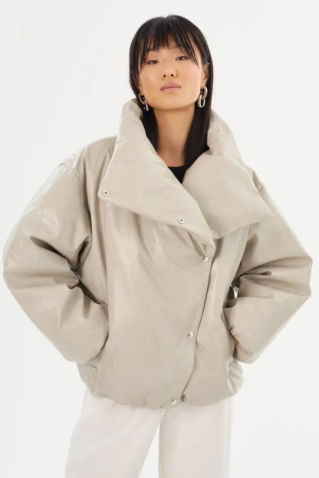 Women RONNIE Faux Leather Puffer Jacket Clay LAMARQUE Puffers