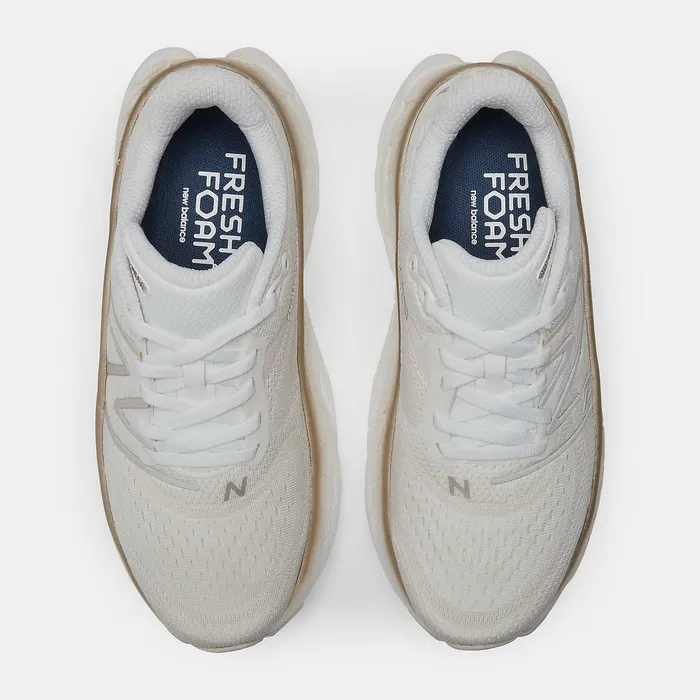 Women Running New Balance Fresh Foam X More v4 White with Gold Metallic and Moonbeam Women Running New Balance Fresh Foam X More v4 White with Gold Metallic and Moonbeam