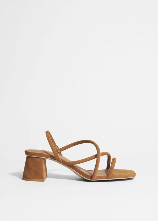 Women Sandals and Other Stories Strappy Block Heel Sandals Beige Suede