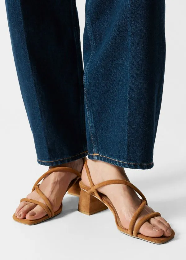 Women Sandals and Other Stories Strappy Block Heel Sandals Beige Suede