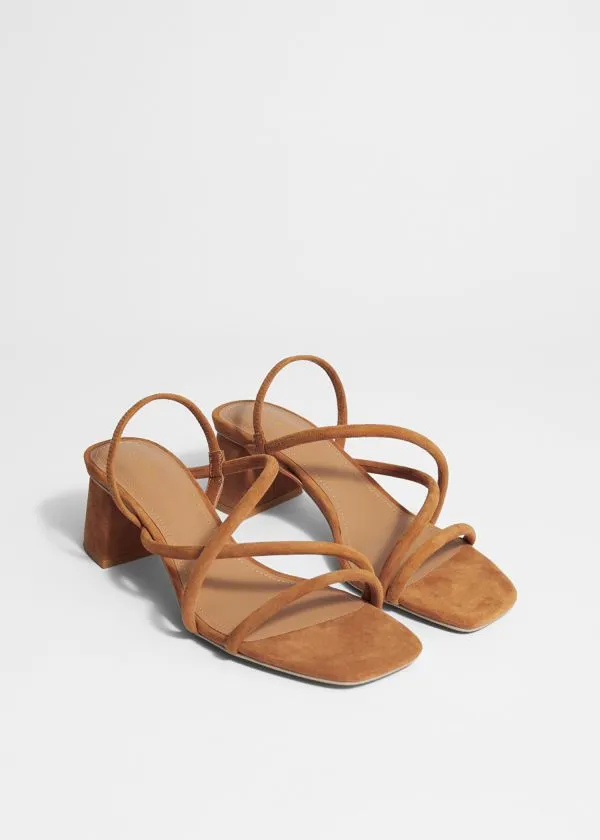Women Sandals and Other Stories Strappy Block Heel Sandals Beige Suede