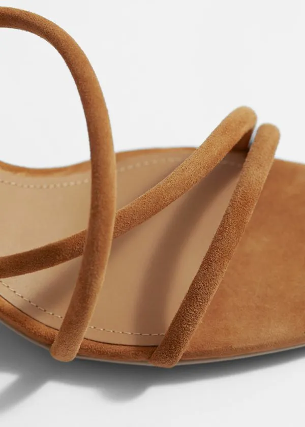 Women Sandals and Other Stories Strappy Block Heel Sandals Beige Suede