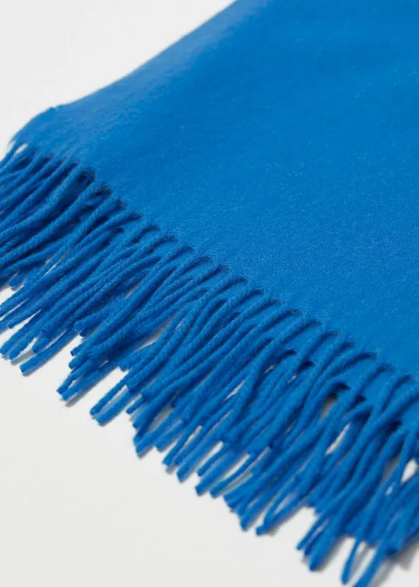 Women Scarves and Other Stories Fringed Wool Blanket Scarf Sky Blue