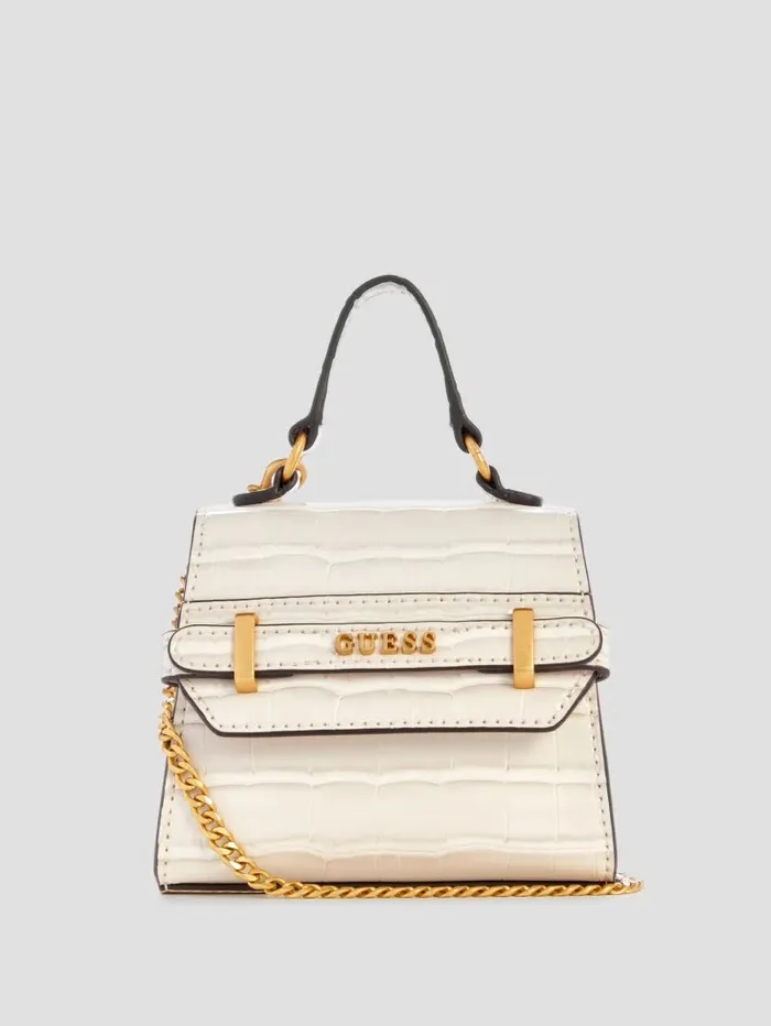 Women Sestri CrocodileEmbossed Mini Crossbody White Handbags GUESS