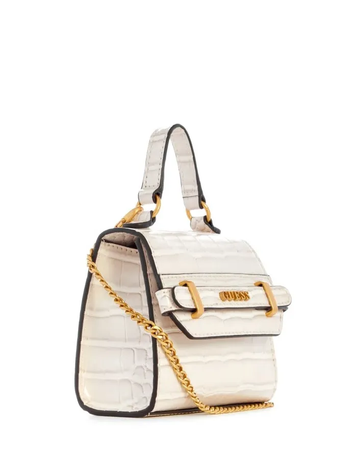 Women Sestri CrocodileEmbossed Mini Crossbody White Handbags GUESS