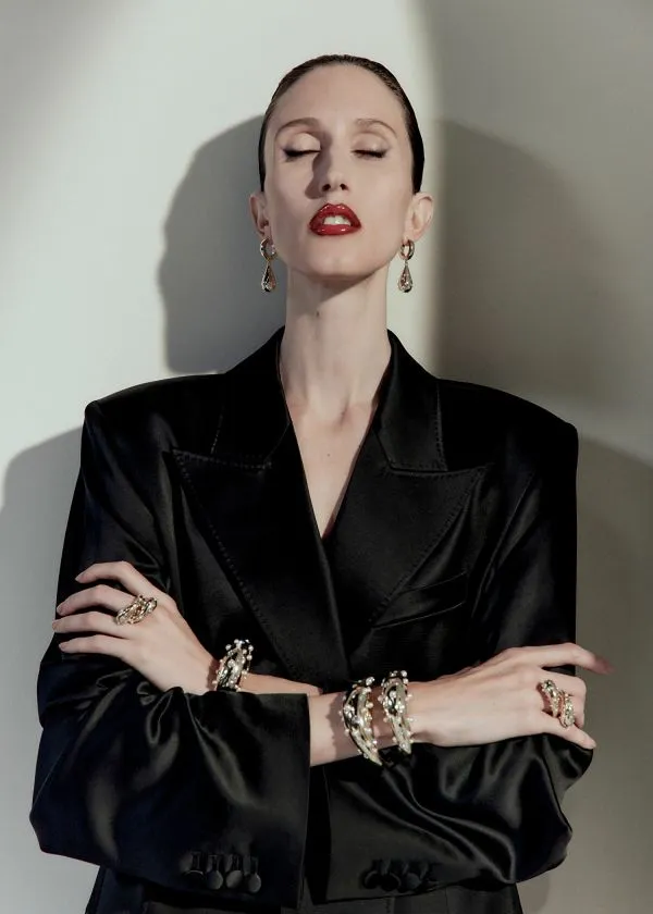 Women Sets and Suits and Other Stories Shiny Belted WoolBlend Blazer Black