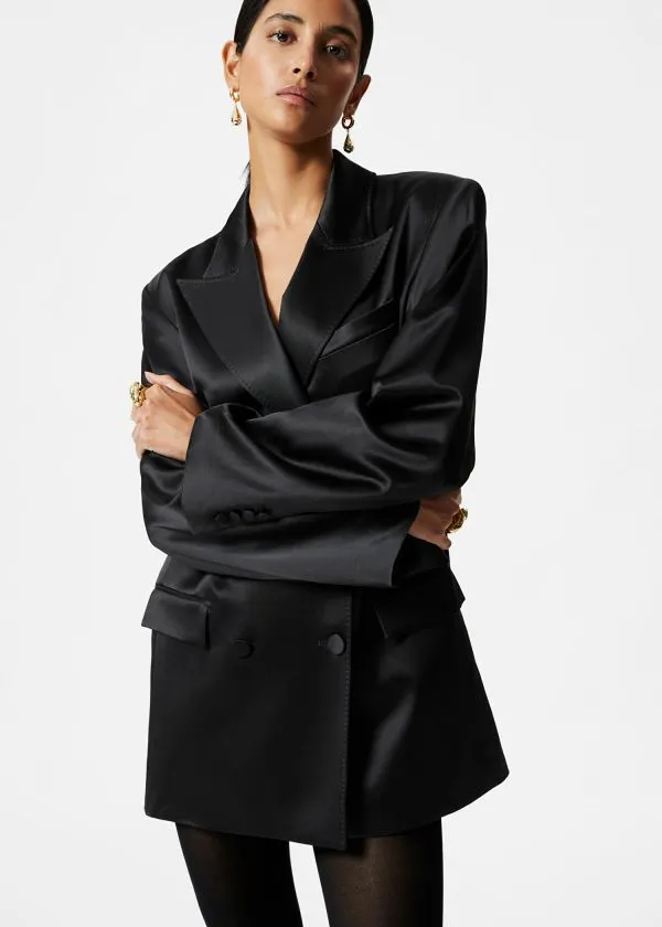 Women Sets and Suits and Other Stories Shiny Belted WoolBlend Blazer Black