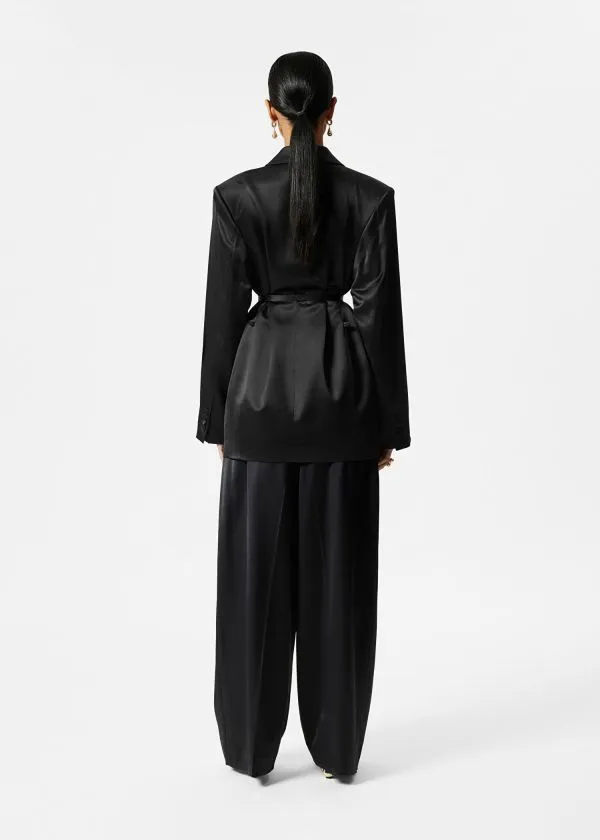 Women Sets and Suits and Other Stories Shiny Belted WoolBlend Blazer Black
