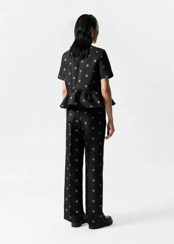 Women Sets and Suits and Other Stories Wide MetallicJacquard Trousers Black