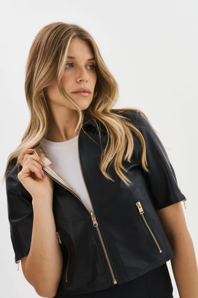 Women SEVANA Reversible Leather Jacket Blackgold LAMARQUE Leather Jackets Women SEVANA Reversible Leather Jacket Blackgold LAMARQUE Leather Jackets