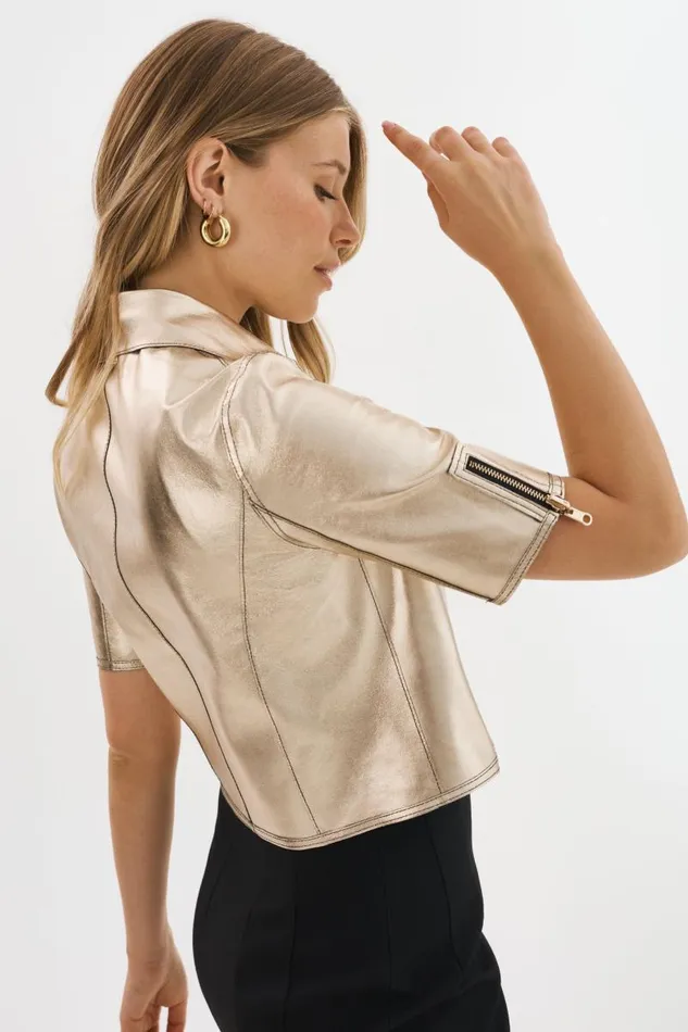 Women SEVANA Reversible Leather Jacket Blackgold LAMARQUE Leather Jackets Women SEVANA Reversible Leather Jacket Blackgold LAMARQUE Leather Jackets