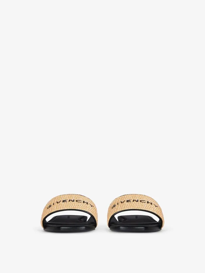 Women Shark Lock Givenchy 4G Flat Mules In Raffia Beigeblack Women Shark Lock Givenchy 4G Flat Mules In Raffia Beigeblack