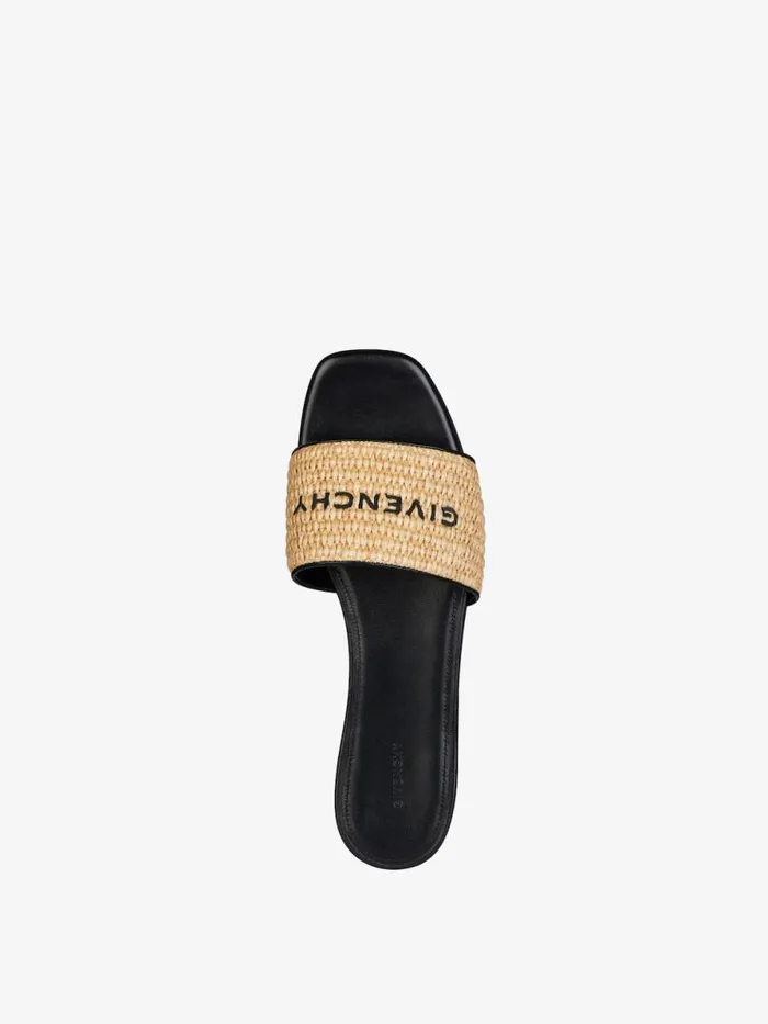 Women Shark Lock Givenchy 4G Flat Mules In Raffia Beigeblack Women Shark Lock Givenchy 4G Flat Mules In Raffia Beigeblack