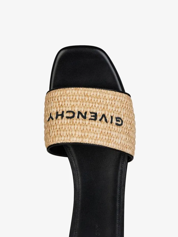 Women Shark Lock Givenchy 4G Flat Mules In Raffia Beigeblack Women Shark Lock Givenchy 4G Flat Mules In Raffia Beigeblack