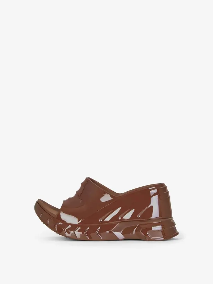Women Shark Lock Givenchy Marshmallow Wedge Sandals In Rubber Chocolate Women Shark Lock Givenchy Marshmallow Wedge Sandals In Rubber Chocolate