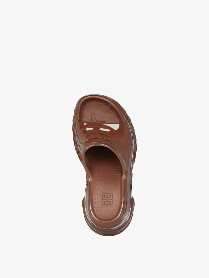 Women Shark Lock Givenchy Marshmallow Wedge Sandals In Rubber Chocolate Women Shark Lock Givenchy Marshmallow Wedge Sandals In Rubber Chocolate