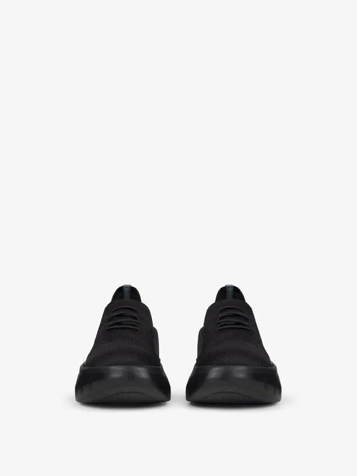 Women Shark Lock Givenchy Marshmallow Wedge Sneakers In Rubber And Knit Black