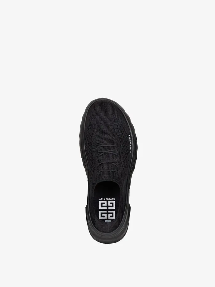 Women Shark Lock Givenchy Marshmallow Wedge Sneakers In Rubber And Knit Black