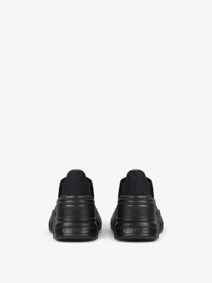 Women Shark Lock Givenchy Marshmallow Wedge Sneakers In Rubber And Knit Black