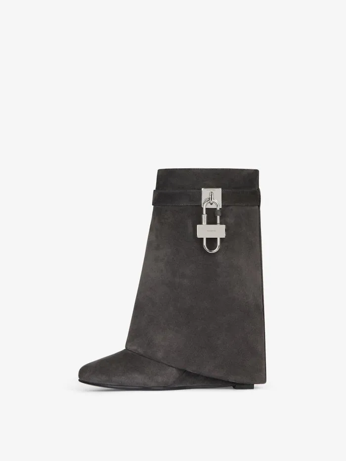 Women Shark Lock Givenchy Shark Lock Ankle Boots In Suede Storm Grey Women Shark Lock Givenchy Shark Lock Ankle Boots In Suede Storm Grey