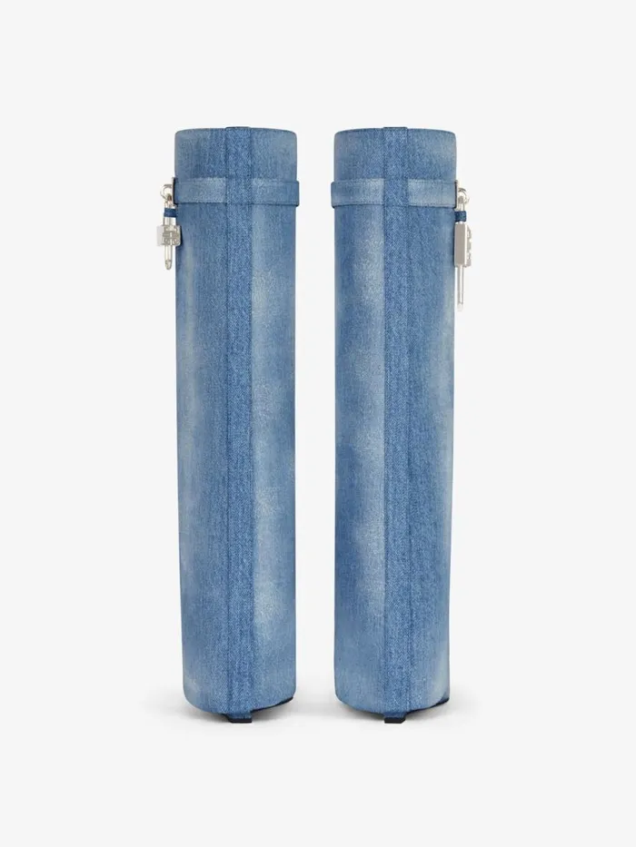 Women Shark Lock Givenchy Shark Lock Boots In Washed Denim Medium Blue Women Shark Lock Givenchy Shark Lock Boots In Washed Denim Medium Blue
