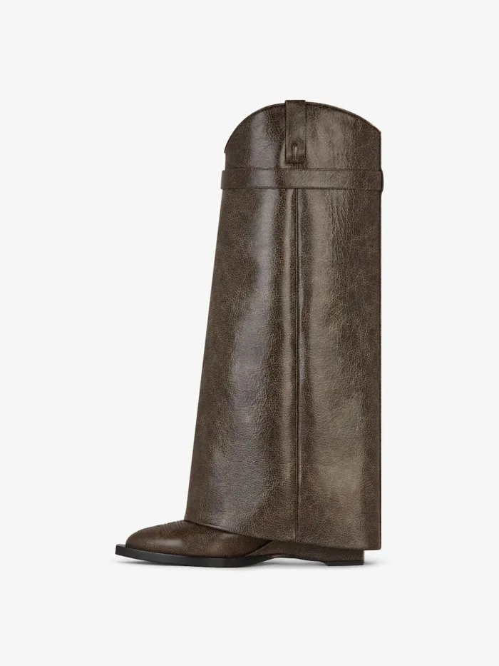Women Shark Lock Givenchy Shark Lock Cowboy Boots In Leather Walnut Brown