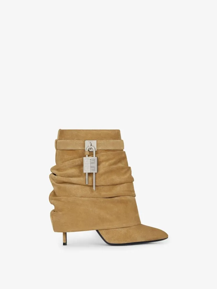 Women Shark Lock Givenchy Shark Lock Stiletto Ankle Boots In Suede Hazel