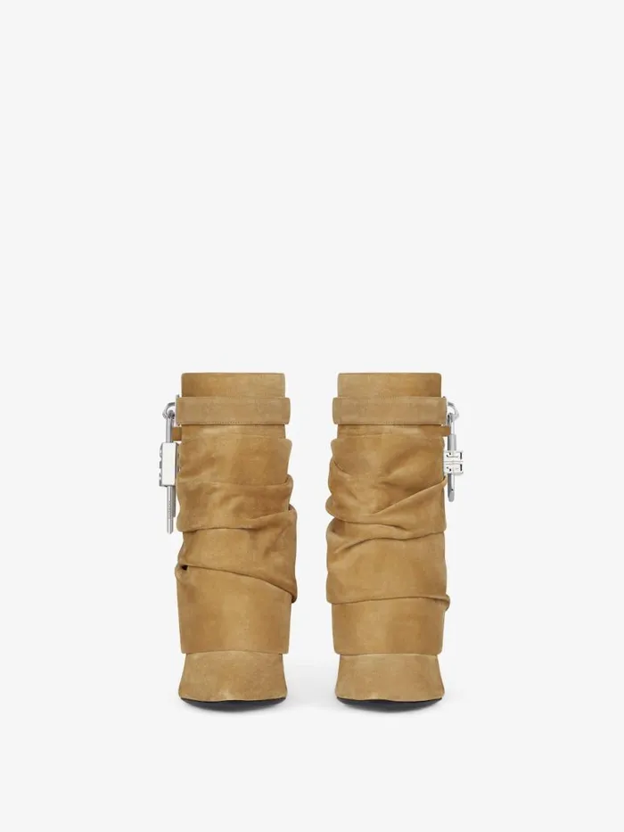 Women Shark Lock Givenchy Shark Lock Stiletto Ankle Boots In Suede Hazel