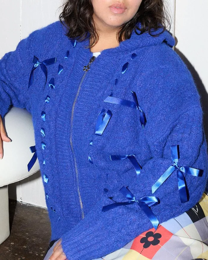 Women Shelby Bow Zip Up Cobalt Lisa Says Gah Tops