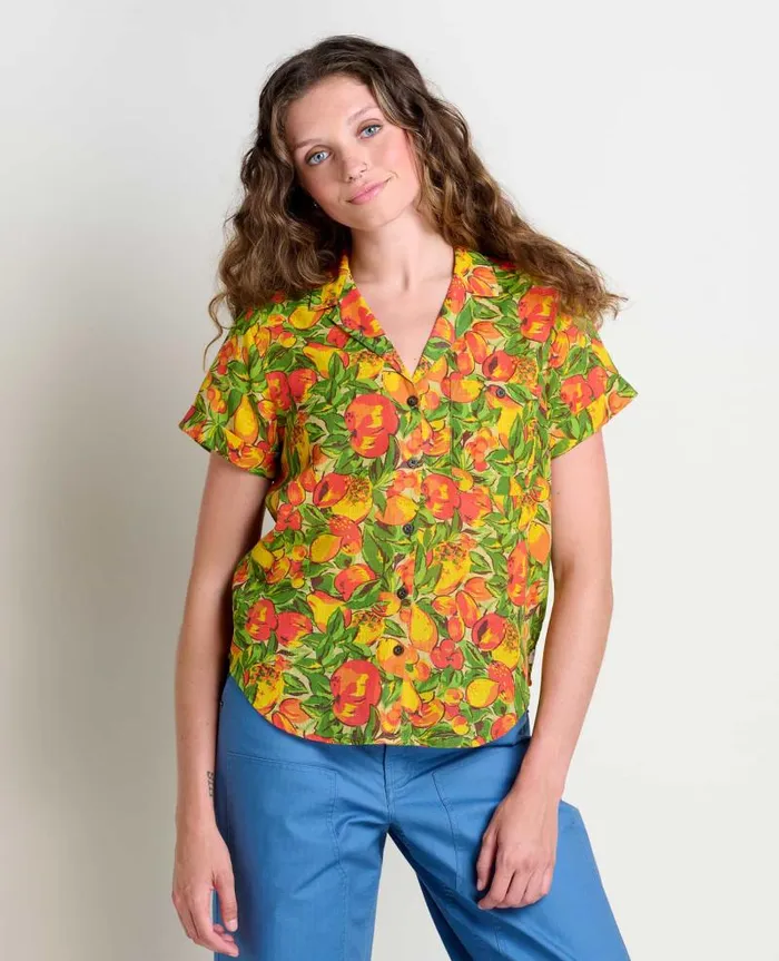 Women Shirts and Tops Toad and Co Camp Cove Short Sleeve Shirt Salt Fruit Print