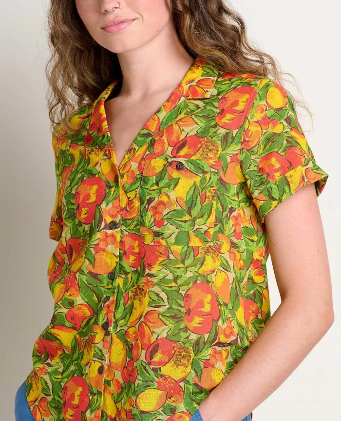 Women Shirts and Tops Toad and Co Camp Cove Short Sleeve Shirt Salt Fruit Print