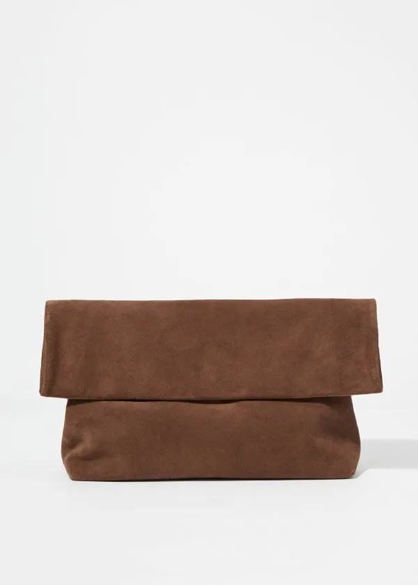 Women Shoulder Bags and Other Stories Folded Clutch Brown Suede