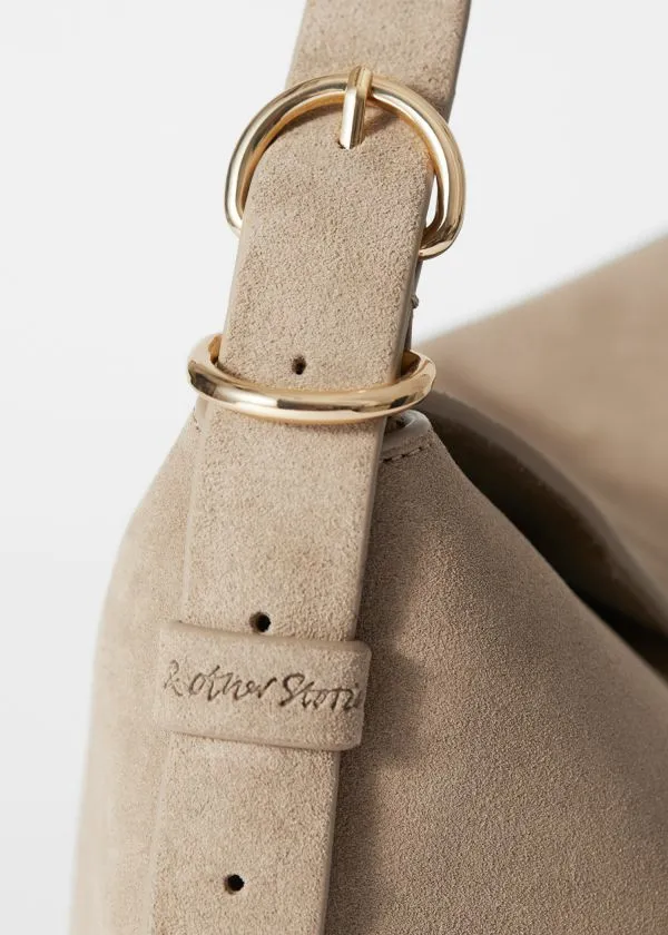 Women Shoulder Bags and Other Stories Large Leather Shoulder Bag Beige Suede