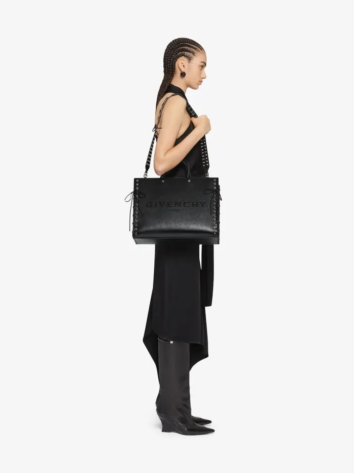 Women Shoulder Bags Givenchy Medium GTote Shopping Bag In Corset Style Leather Black