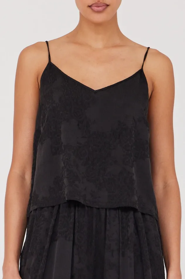 Women Silk Jacquard Black Willow Cami Raquel Allegra Tops