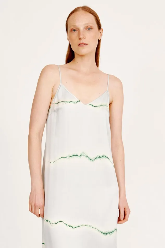 Women Silk Print Ice Blue And Jade Normandie Maxi Dress Raquel Allegra Dresses