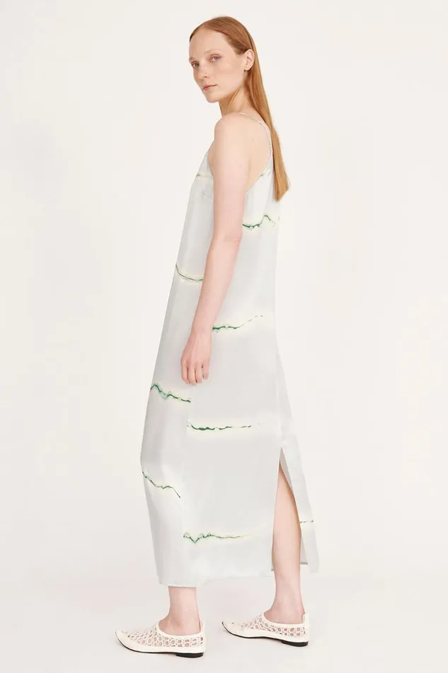 Women Silk Print Ice Blue And Jade Normandie Maxi Dress Raquel Allegra Dresses