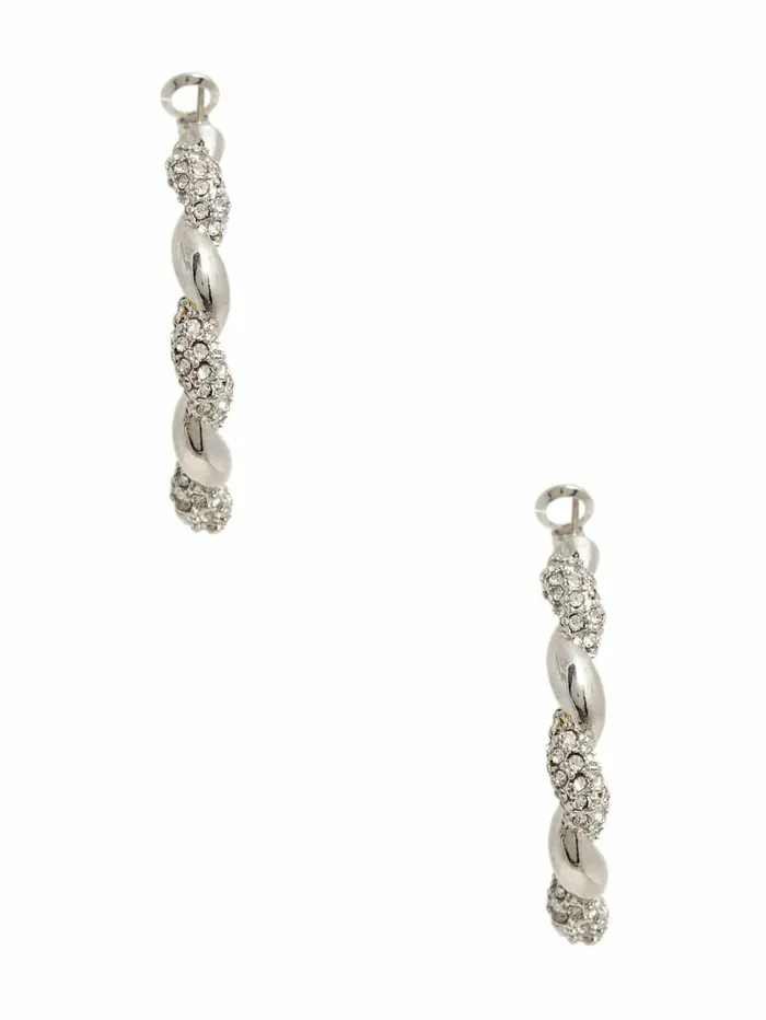Women SilverTone Rhinestone Twist Hoop Earrings Silver Jewelry GUESS Women SilverTone Rhinestone Twist Hoop Earrings Silver Jewelry GUESS