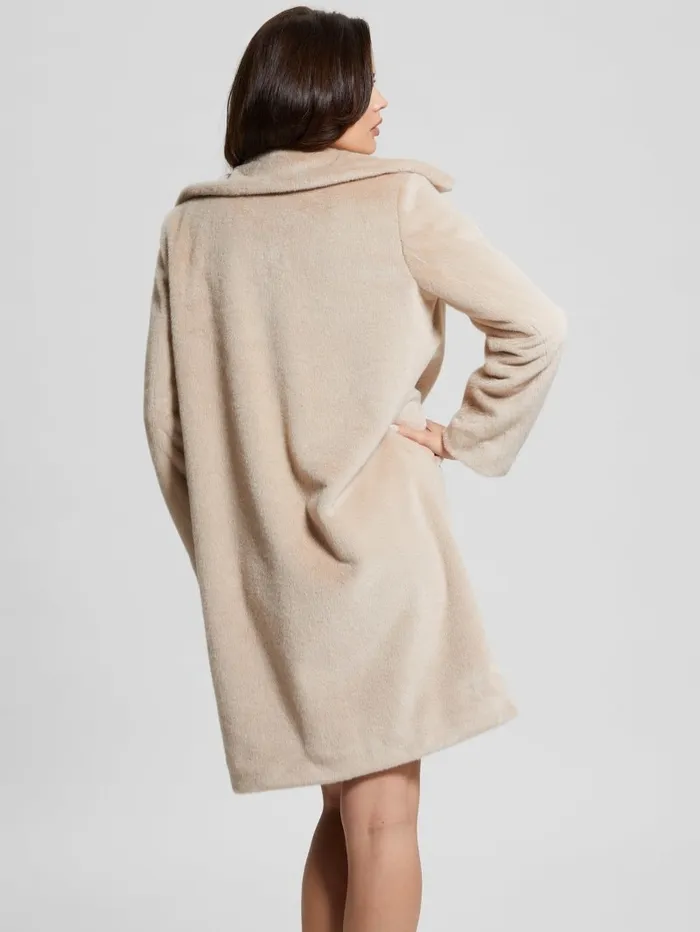 Women Simmone FauxFur Coat Foamy Taupe Multi Jackets and Coats GUESS Women Simmone FauxFur Coat Foamy Taupe Multi Jackets and Coats GUESS