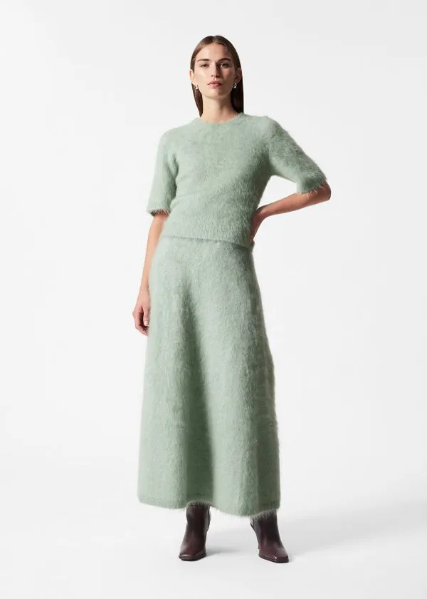Women Skirts and Other Stories BrushedKnit ALine Maxi Skirt Green
