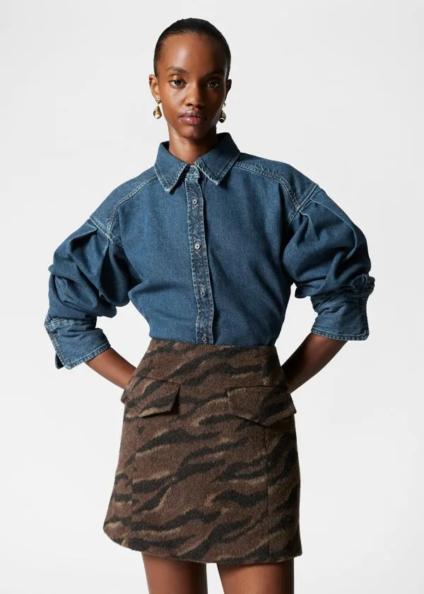 Women Skirts and Other Stories FlapPocket Mini Skirt Brown Tiger Stripe