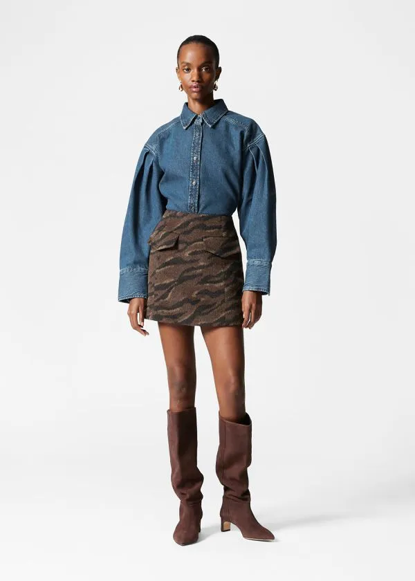 Women Skirts and Other Stories FlapPocket Mini Skirt Brown Tiger Stripe