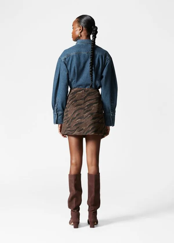 Women Skirts and Other Stories FlapPocket Mini Skirt Brown Tiger Stripe