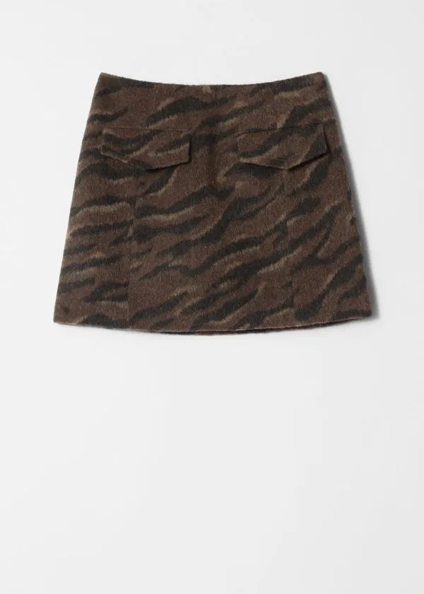 Women Skirts and Other Stories FlapPocket Mini Skirt Brown Tiger Stripe