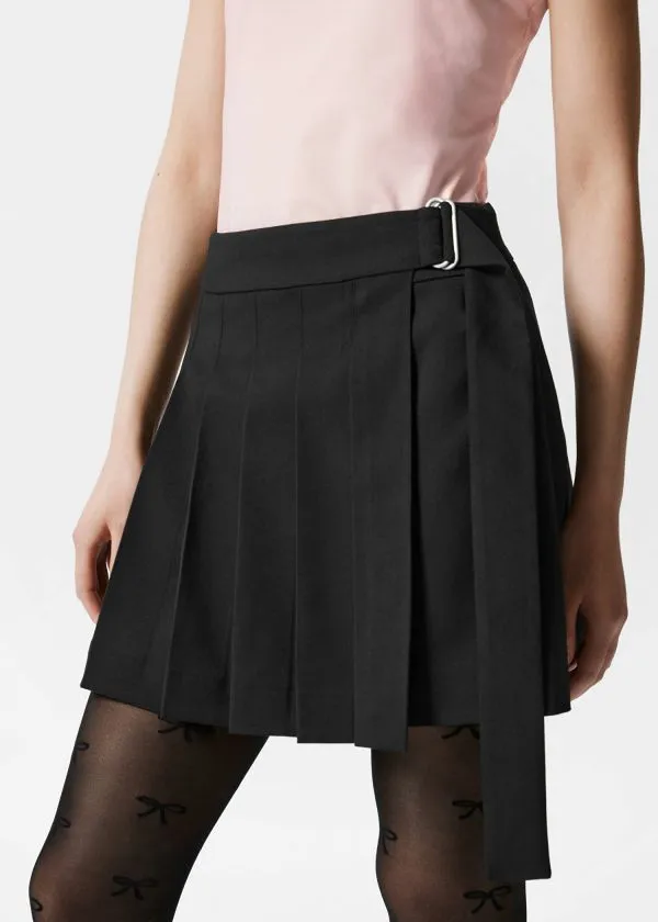Women Skirts and Other Stories Pleated Wrap Mini Skirt Black