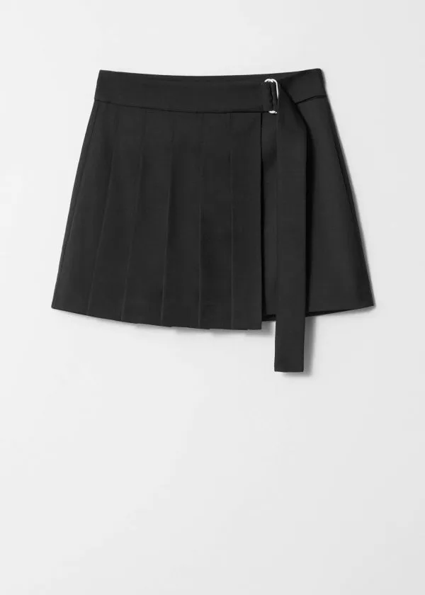 Women Skirts and Other Stories Pleated Wrap Mini Skirt Black