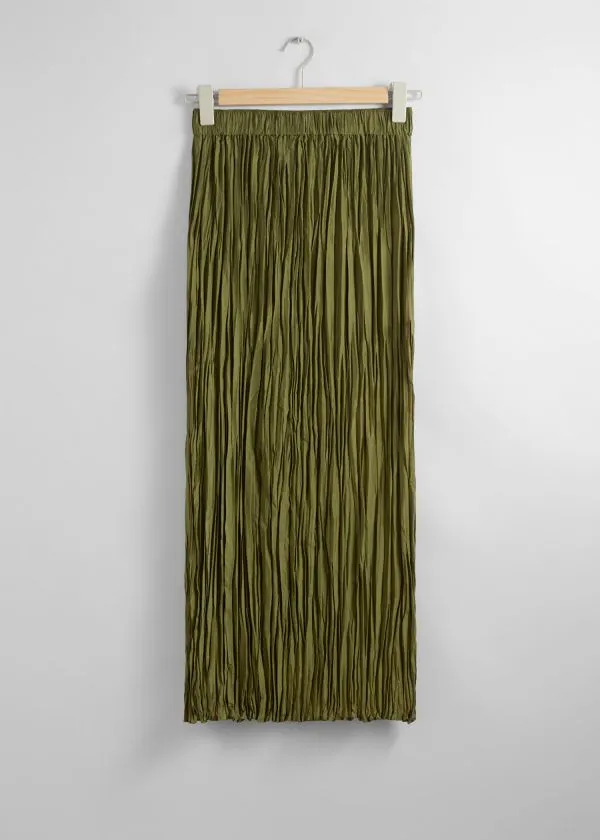 Women Skirts and Other Stories Silk Midi Skirt Green